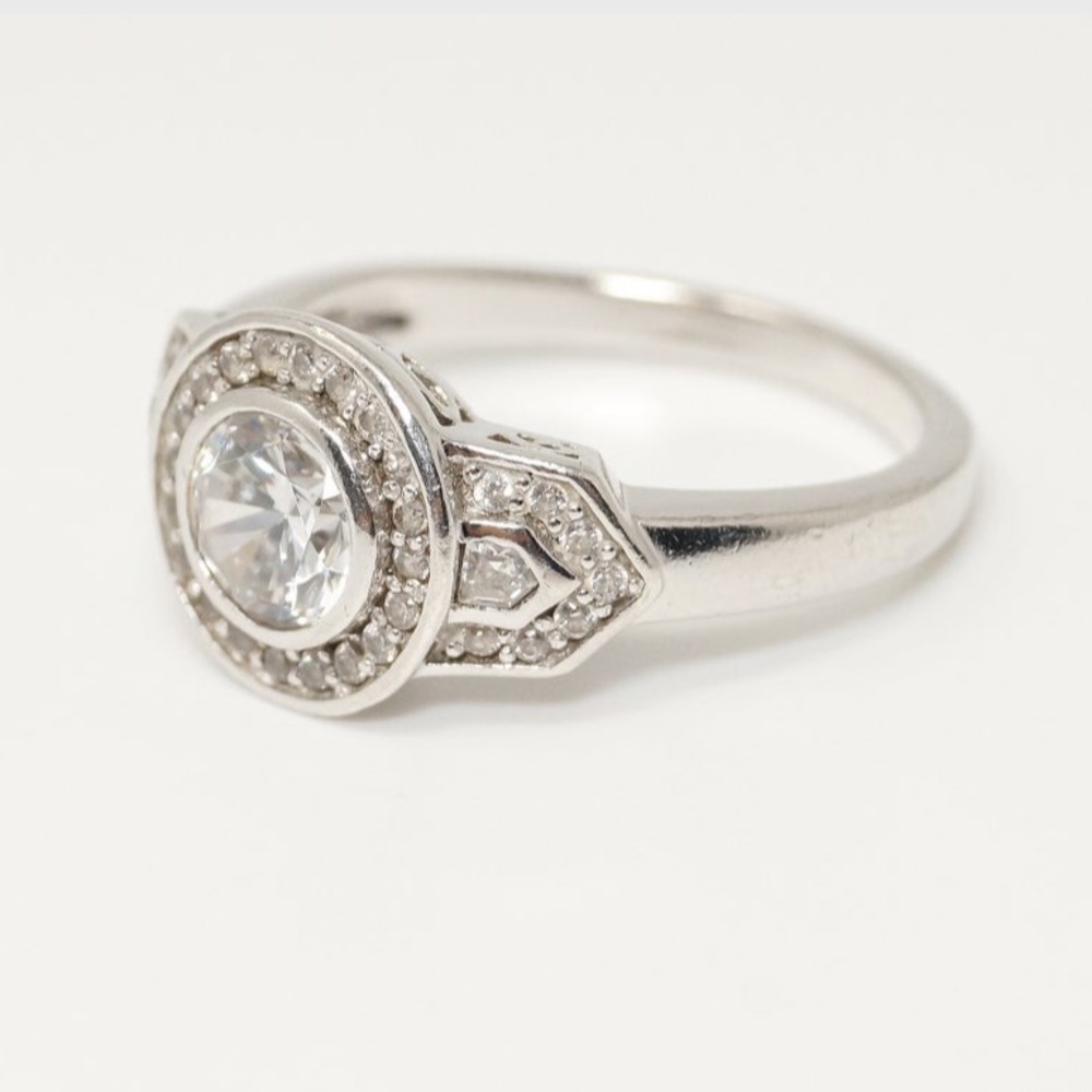 Vintage Cz Sterling Silver Statement Ring - image 3